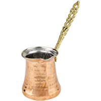 Nosy Nomad Cafetera turca: cafetera de Cobre Cezve para café Turco Cafetera árabe Ibrik con Placa | Olla de Cobre…